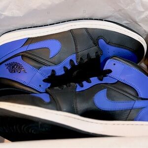 Jordan Black and Blue High-Top Sneakers